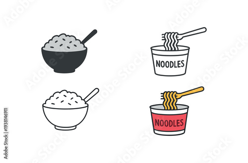 healthy vs unhealthy food brown rice bowl and instant noodles cup