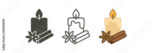 cozy home candle and cinnamon stick decoration