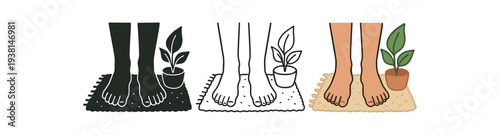 slow living lifestyle barefoot feet on soft rug with plant