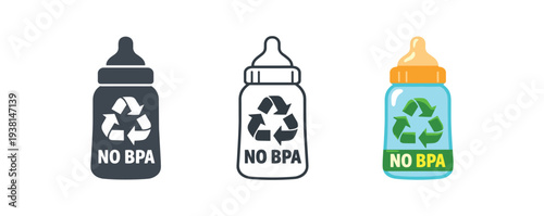 zero contain no BPA baby bottle with recycle mark