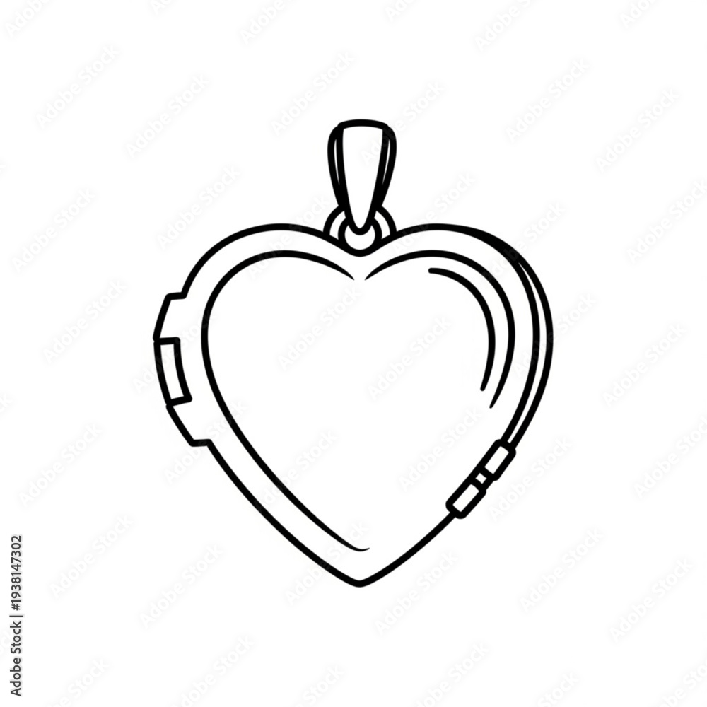 Obraz premium A minimalist line art illustration of a heart-shaped locket on a white background