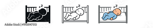 safe sleep position icon on light background. baby sleeping on back crib. safety guideline symbol