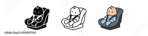 newborn ride icon on light background. baby secured during travel. transport safety symbol. clearly readable