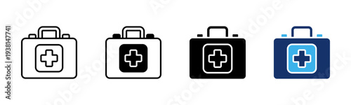First Aid Kit icon set multiple style collection