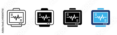 Heart Monitor icon set multiple style collection