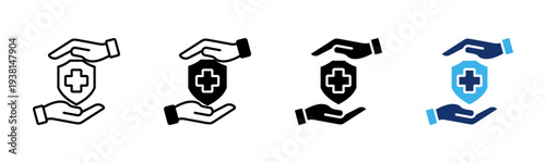 Health Protection icon set multiple style collection