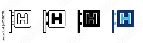 Hospital Sign icon set multiple style collection