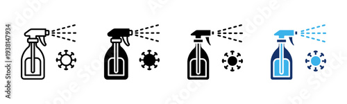 Disinfectant Spray icon set multiple style collection