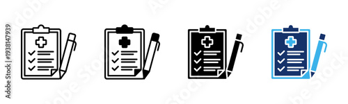 Medical Clipboard icon set multiple style collection