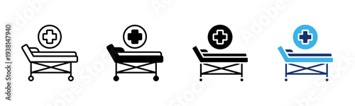 Hospital Stretcher icon set multiple style collection