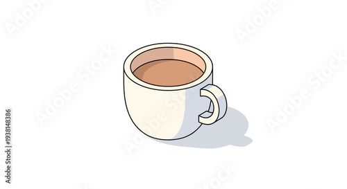 A serene illustration of a coffee cup with a minimalist style and a hint of a shadow