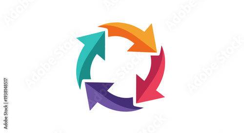 Circular Arrows in Different Colors Forming a Cycle.