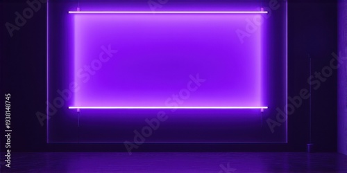 Wallpaper Mural Empty room features bright purple neon rectangle. Minimalist design, dark walls, sleek modern aesthetic. Dramatic lighting creates strong visual impact. Torontodigital.ca