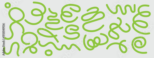 Minimalist squiggle-style illustration in bold blue on a light gray background. Repeating playful loops form a visual rhythm with the word “Squiggle” anchored in bold black type.