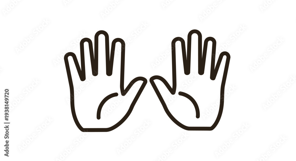 Fototapeta premium Simple vector graphic illustration featuring two open hands with palms facing forward in a clean design.