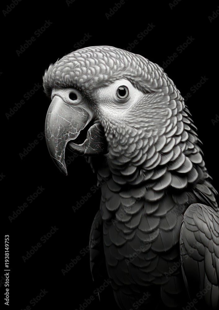 Fototapeta premium A parrot animal black bird.