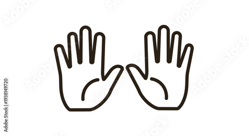Simple vector graphic illustration featuring two open hands with palms facing forward in a clean design.