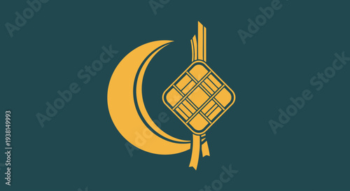 Islamic Symbol with Crescent Moon and Kite