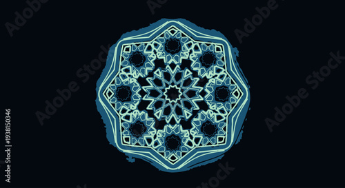 Intricate Blue Mandala on Black Background