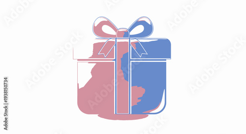 Gift Box Illustration with Ribbon
