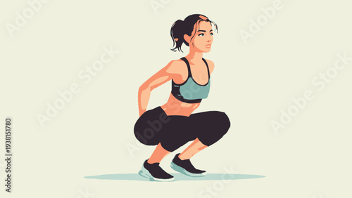 Female Athlete Doing Squats, Fitness Training and Healthy Lifestyle Concept