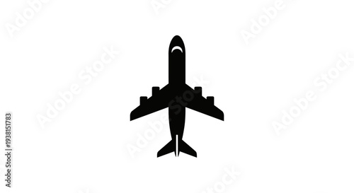 Airplane silhouette flying high altitude.