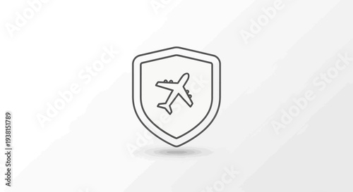 Airplane Shield Protection Icon Symbol.