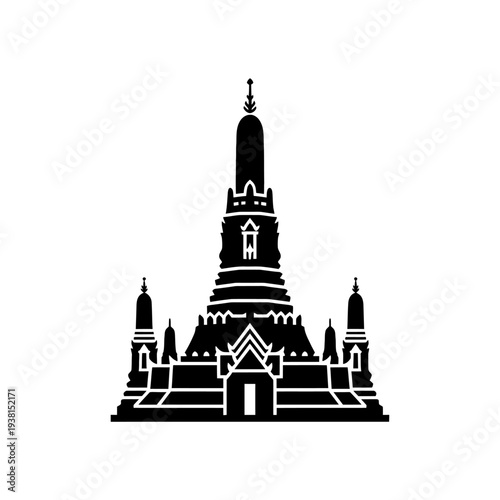 Wat Arun Temple Bangkok Thailand Landmark Vector Icon