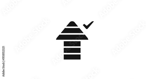 Black and white check mark icon.