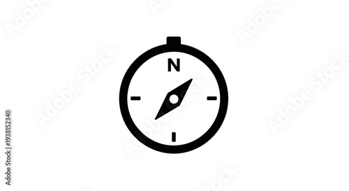 Black and white compass navigation tool.