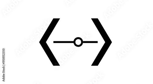 Black and white code symbol icon.