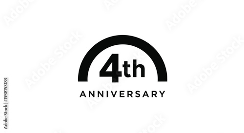Minimalist black vector graphic celebrating a fourth year milestone anniversary event design element