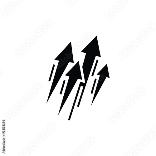 Multiple arrows pointing upwards in a clustered formation, symbolizing growth and progress