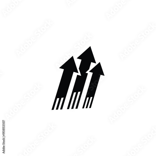 Three arrows pointing upwards in a row, symbolizing progress and growth, in a simple illustration style