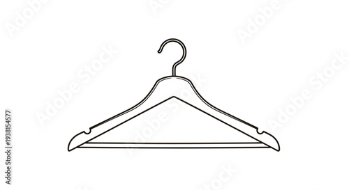 Simple black and white vector illustration of a classic clothing hanger hook design