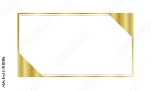 Luxury gold gradient certificate frame. Elegant rectangular border with folded corner ribbon. Premium template design for awards, invitations and certificates.