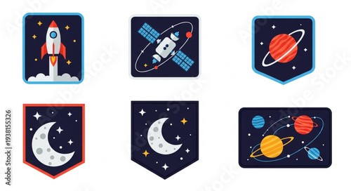 Space themed patches and badges for clothing and accessories.