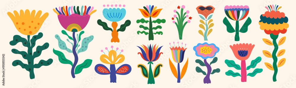 Fototapeta premium Awesome decorative vector flowers. Floral elements. Flower posters