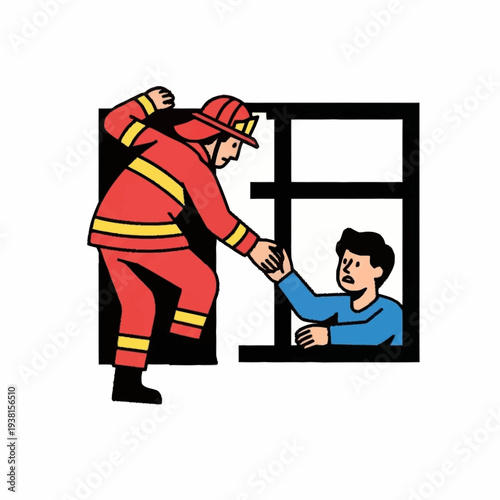 Firefighter Rescues Child From Burning Building Window.