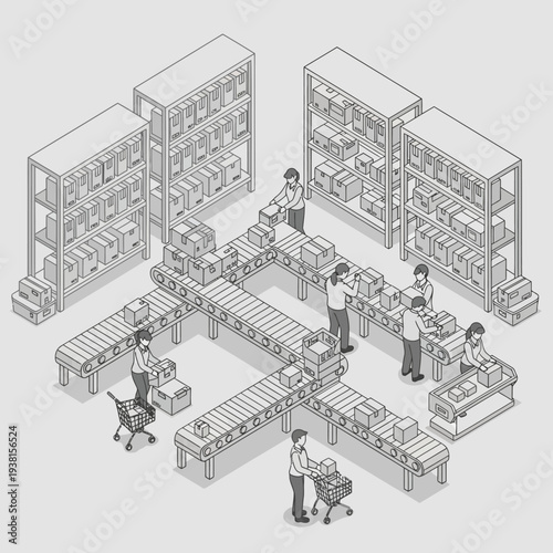 Warehouse workers managing inventory and shipping.