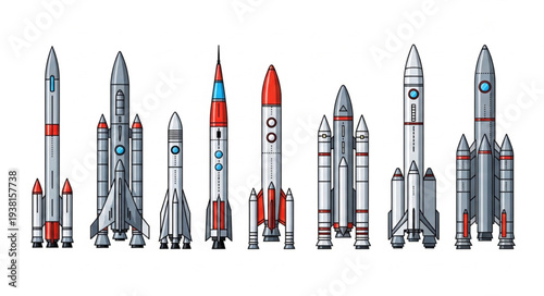 Collection of diverse rockets and spacecraft designs.