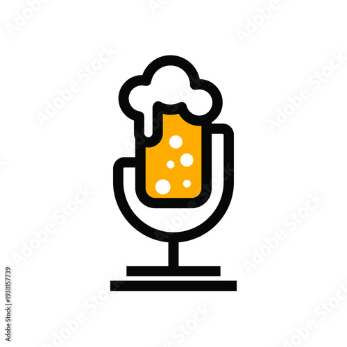 Graphic Beer Mug and Microphone Icon for Podcast, Talk Show, or Entertainment Logo
