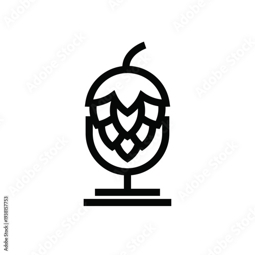 Stylized Hop Cone Line Art Icon for Beer Brewing and Craft Beverages