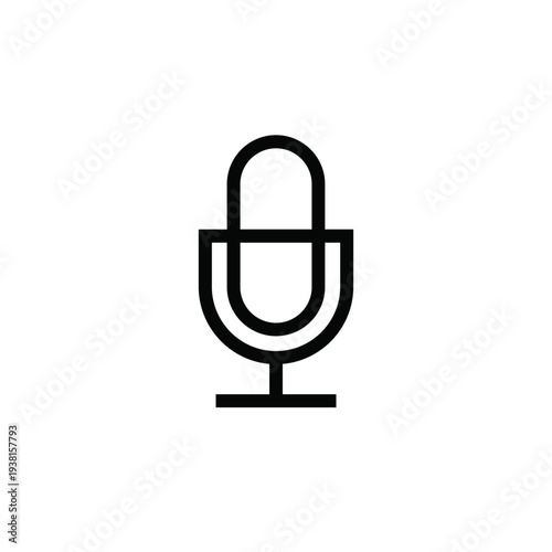 Minimalist Microphone Line Icon for Audio Recording and Broadcasting