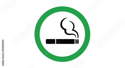 Vector graphic illustration representing a designated smoking area permitted sign design element clearly visible