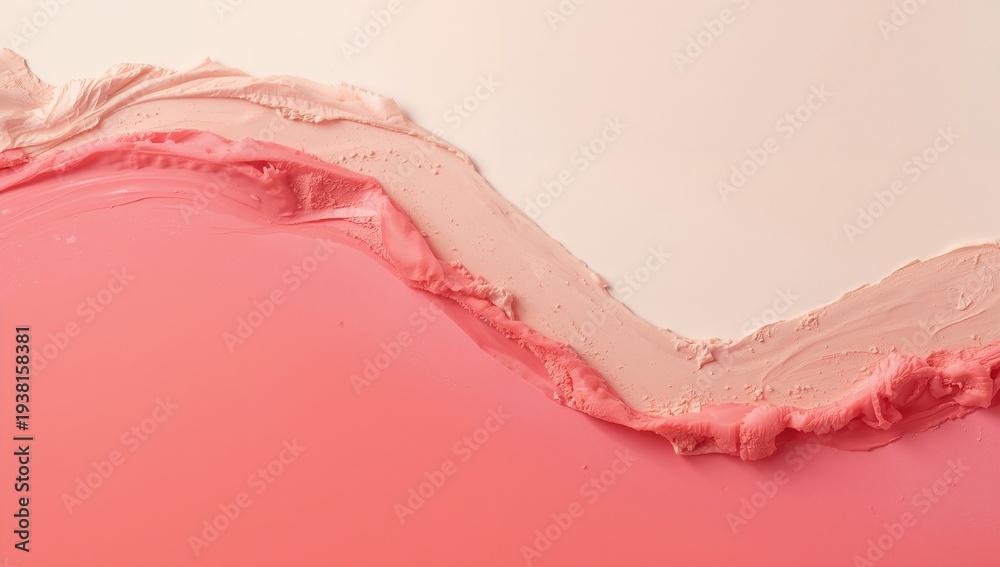 Fototapeta premium Abstract Colorful Waves of Pink and Cream Paint on a Canvas Surface