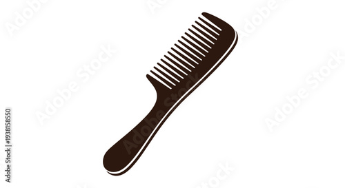 Simple dark brown hair comb vector illustration graphic design for personal care and styling