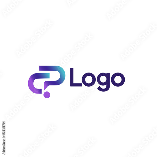 Modern vector logo, messages, question, communication, C letter and P letter or D letter.