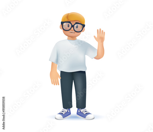 little boy wearing glasses character. 3D vector illustration. Little Boy Wearing Glasses Vector Cartoon Illustration. Happy child with eyeglasses smiling feeling playful. children's health, education