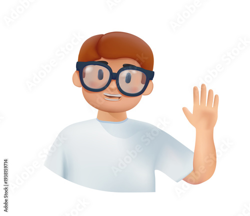 little boy wearing glasses character avatar. 3D vector illustration. Little Boy Wearing Glasses Vector Cartoon Illustration. Happy child with eyeglasses smiling feeling playful